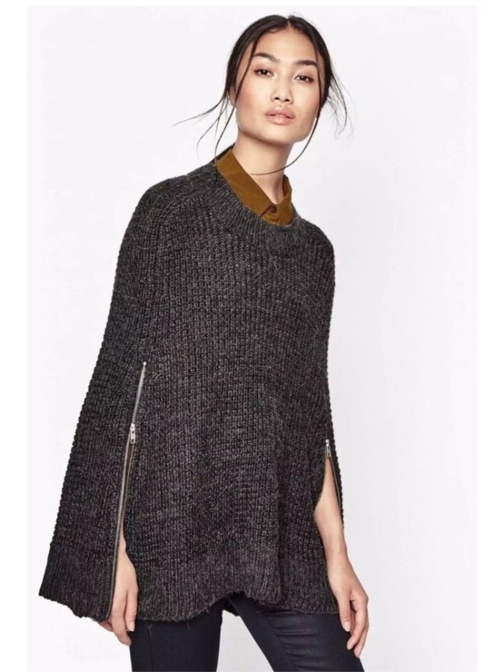French Connection Wool Alpaca Cape Poncho Coat Blanket Sm Whimsigoth Oversized